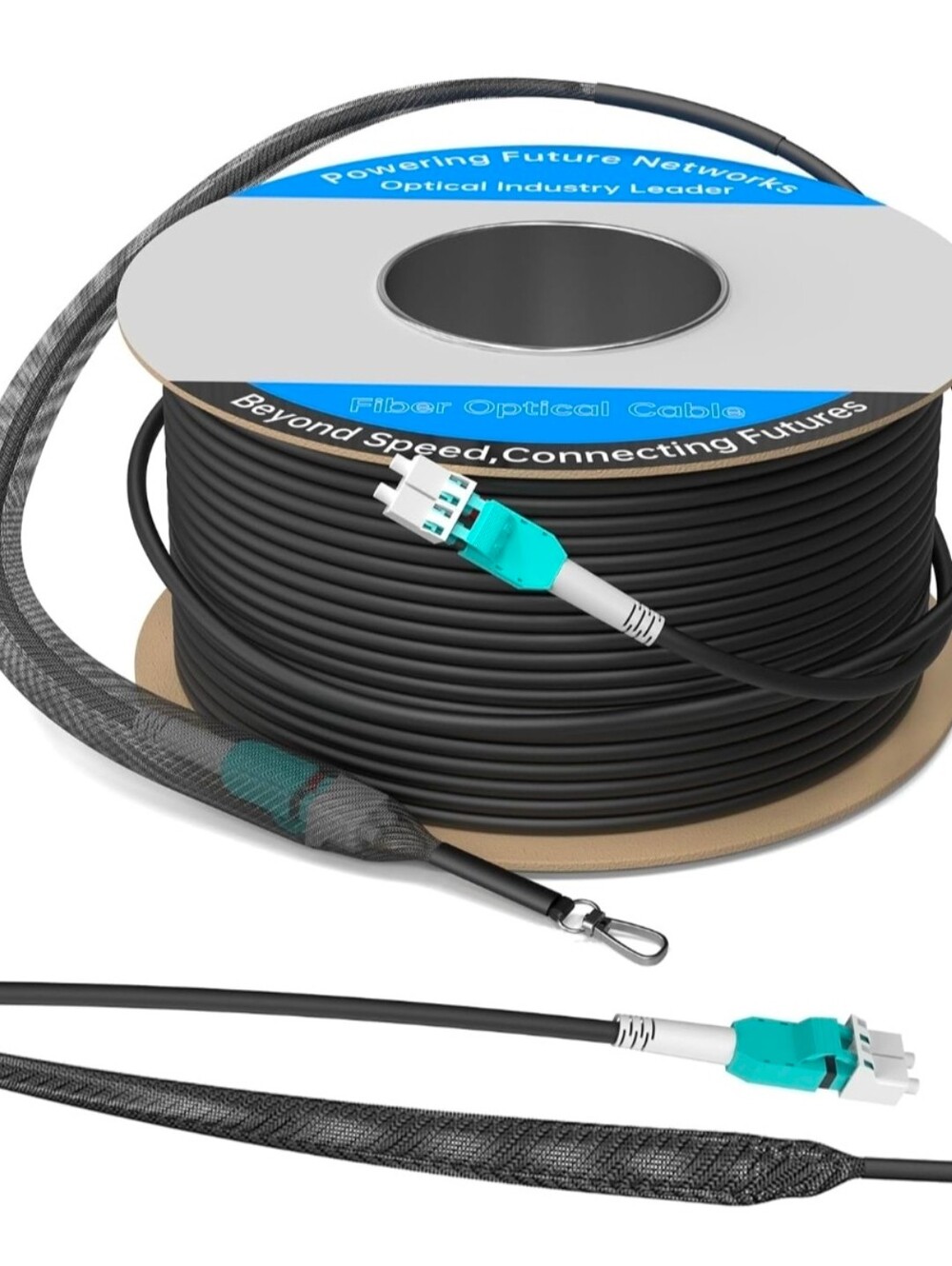100M/328FT OM3/OM4 LC to LC Outdoor Armored Fiber Optic Patch Cable